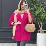 مانتو لینن آستین کیمینو کمردار