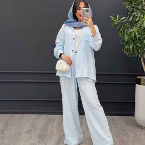 مانتو شلوار تابستانه آبی