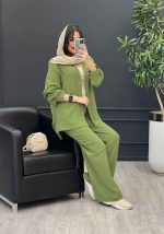 ست مانتو و شلوار جلو دکمه کد 3136 - تصویر 3