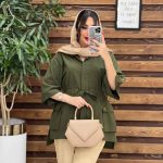 مانتو لینن کمرگت دار بغل جیب کد 3168