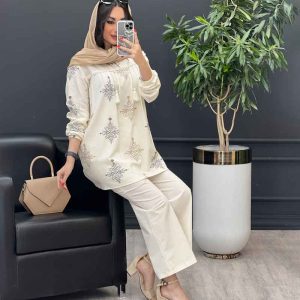 ست مانتو شلوار نسکافه ای