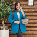مانتو لینن یقه آرشال آستین پاکتی