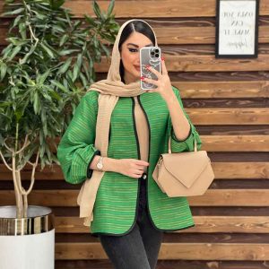 مانتو راه راه مغزی دوزی آستین پیله