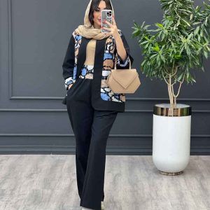 ست مانتو و شلوار ترکیبی کوک دوزی کد 3215