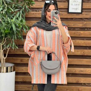 مانتو پانچ راه راه سرشونه پاگن کد 3214
