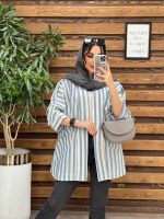 مانتو راه راه آبی