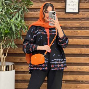 مانتو شومیزی گلدوزی مثلثی کد 3216