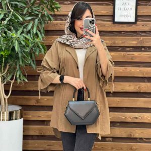 مانتو لینن جلو پیله آستین بنددار کد 3271