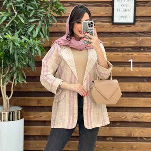 مانتو کتی راه راه جلو باز کد 3287