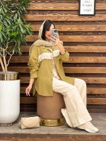 استایل با مانتو نخودی