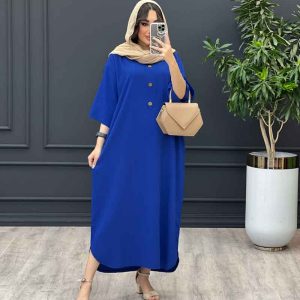 مانتو پیراهنی بلند آستین پاگن کد 3365