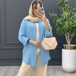 مانتو کراش جلو دکمه تک جیب 3289