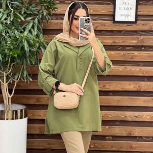 مانتو لینن جلو بسته یقه انگلیسی کد 3260