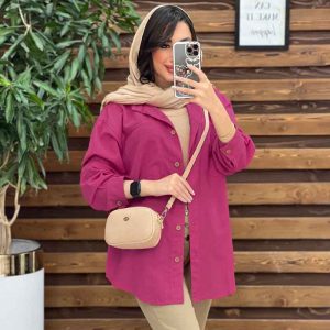 مانتو شومیزی دو جیب برش دار کد 3264