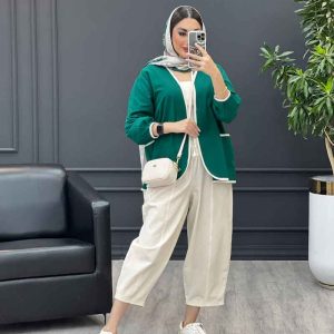 ست مانتو و شلوار مغزی دوزی کد 3323