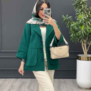 مانتو لینن دو جیب کمر ژیله دار کد 3321