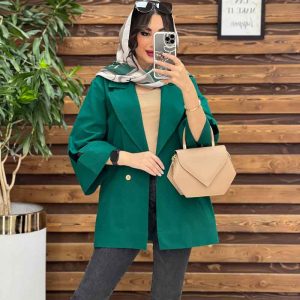 مانتو لینن دو دکمه آستین مثلثی کد 3337