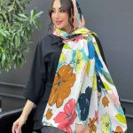 شال حریر نخ طرح گل کد 3255