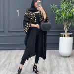 مانتو بلند طرح دار ترکیبی کد 3334