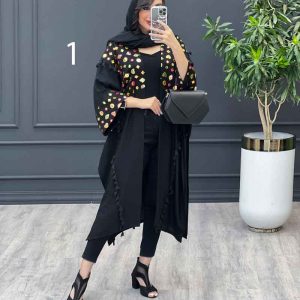 مانتو بلند طرح دار ترکیبی کد 3334