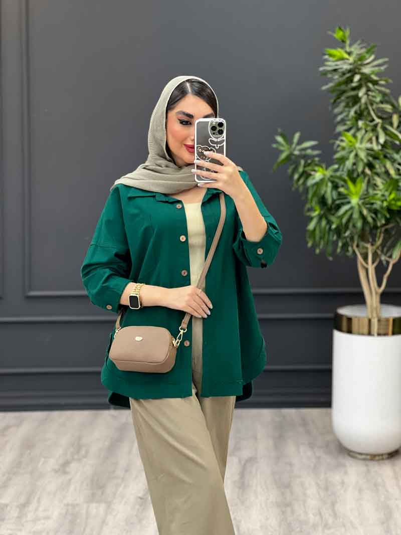 مانتو شومیزی پایین هلال کد 3351 مانتو شومیزی پایین هلال کد 3351