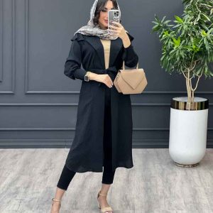 مانتو پولیتی بلند کمردار کد 2958