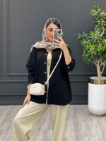 مانتو مشکی لینن