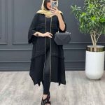 مانتو عبایی ریش دار کد 3376