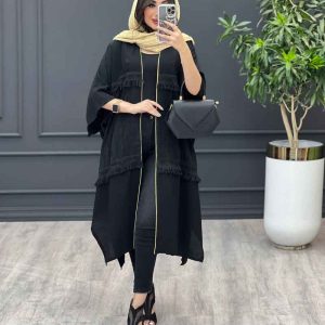 مانتو عبایی ریش دار کد 3376