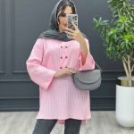 مانتو جلو بسته تک جیب کد 3374