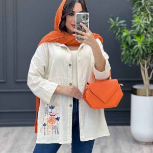 مانتو لینن نچرال گلدوزی کد 3331