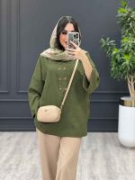 مانتو جلو بسته زیتونی