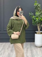مانتو جلو بسته زیتونی