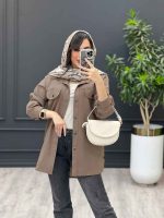 مانتو جلو دکمه شکلاتی
