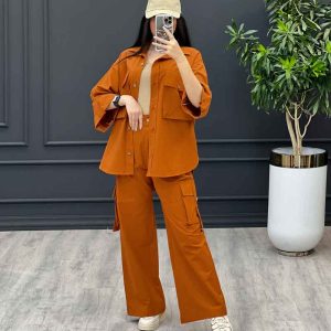 استایل با شلوار کارگو آجری