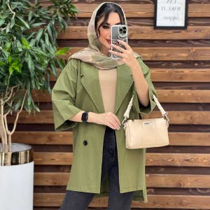 مانتو لینن بغل چاک دو دکمه کد 3008
