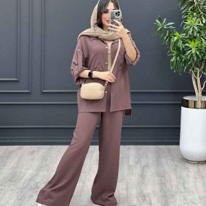 ست مانتو شلوار آستین پاگن کد 3410