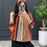 شومیز حریر راه راه کد 3413