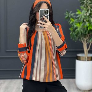 شومیز حریر راه راه کد 3413