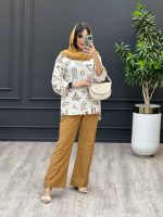 مانتو شلوار خردلی