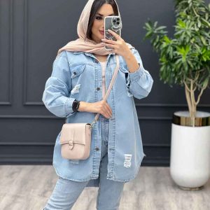 مانتو جین زاپدار آبی روشن کد 3426