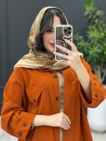 استایل با مانتو آجری لینن