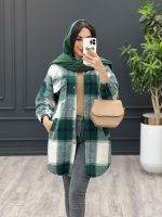 مانتو پاییزه سبز سفید