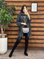 مانتو پاییزه سبز مشکی