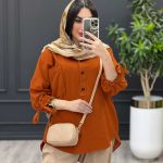 استایل با مانتو آجری جلو بتسه