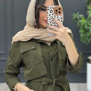 استایل با مانتو زیتونی