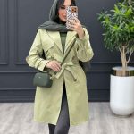 بارانی کتان یقه دوبل کد 3517