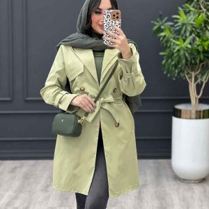 بارانی کتان یقه دوبل کد 3517