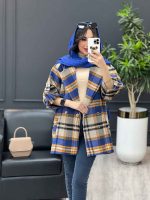 پالتو چهارخونه آستین سگک کد 3535