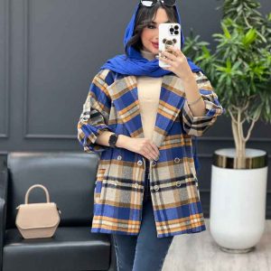 پالتو چهارخونه آستین سگک کد 3535
